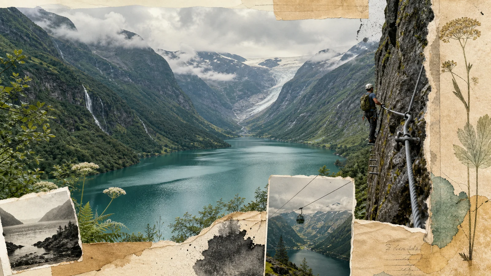 Steile, wasserreiche Fjordlandschaft bei Olden.